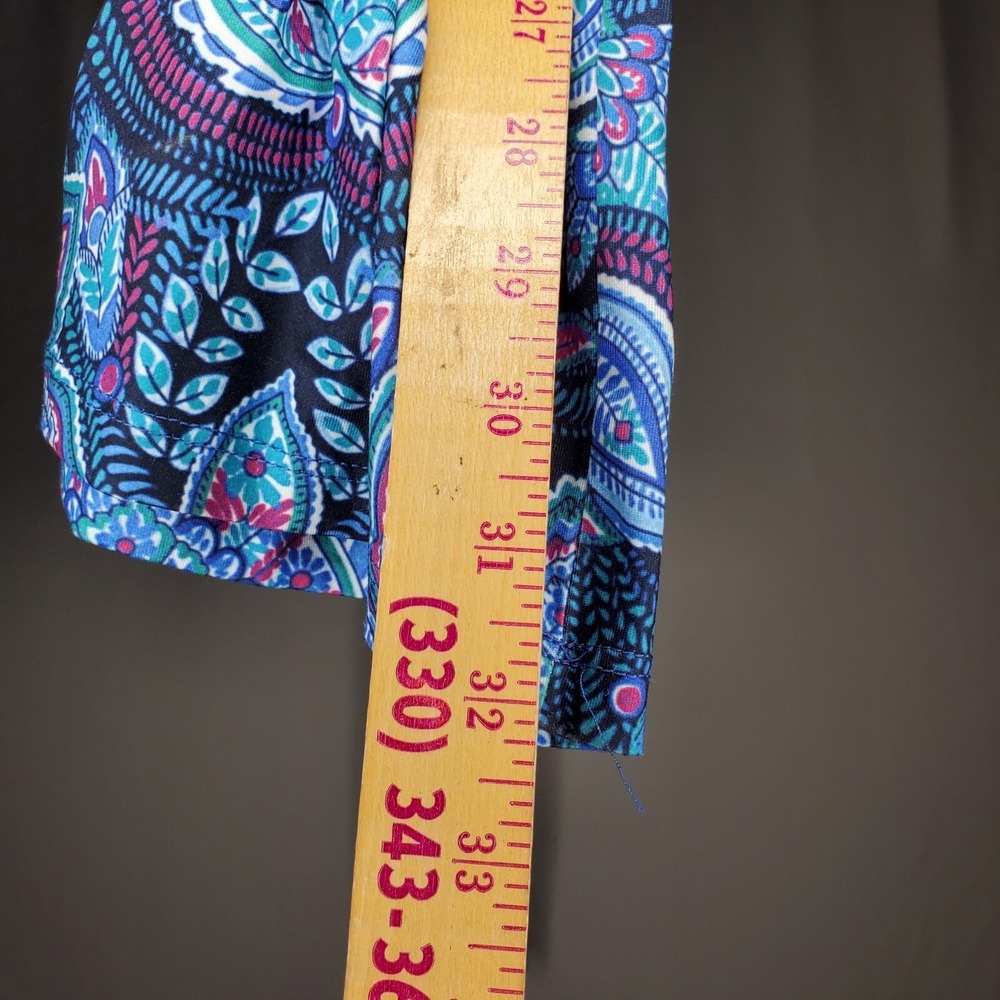 Arolina Wide Leg Pants Womens XL Blue Stretch Floral Paisley Multicolor Pull-On - Picture 4 of 11